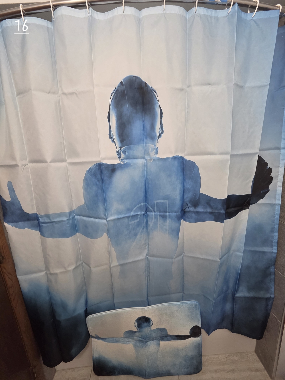 Blue Athletic Silhouette Shower Curtain - Home Bath